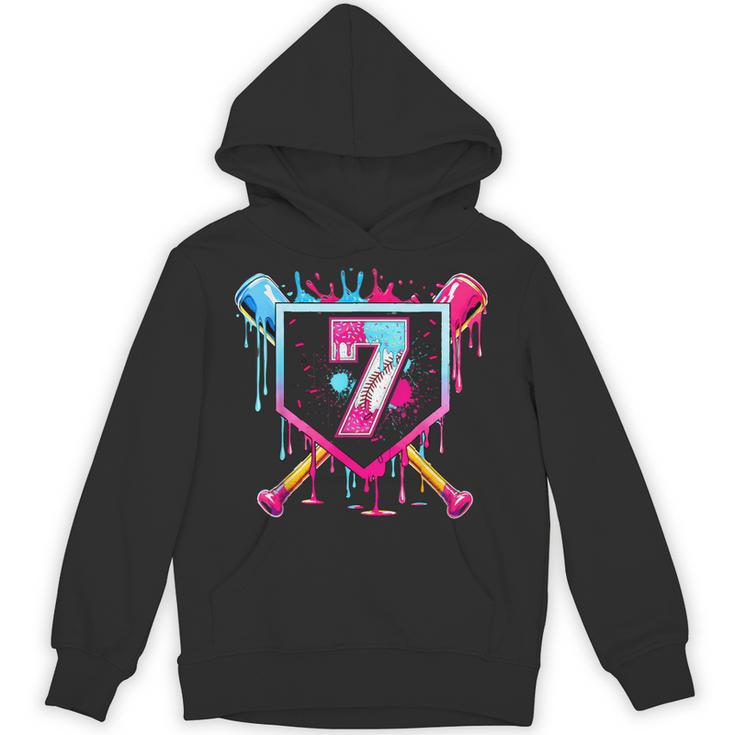 7th Birthday Boys Baseball Ice Cream Drip Boys Baseball Unisex Hoodie