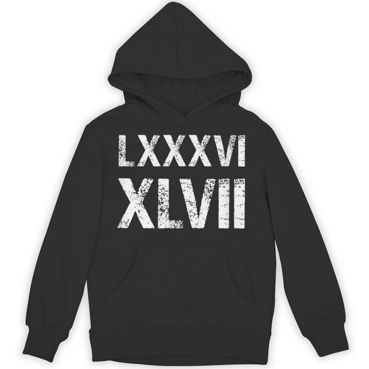 8647 ローマ数字 抗議ヴィンテージアンティーク調 Lxxxvi Xlvii パーカー