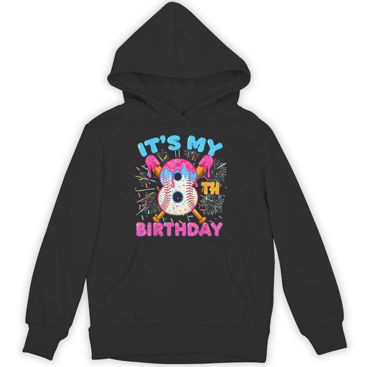 8th Birthday Baseball 8 Year Old Ice Cream Drip Boy Baseball Unisex Hoodie