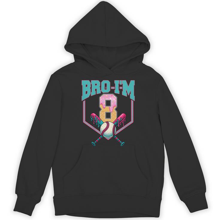 8th Birthday Boy Bro I'm 8 Years Old Baseball Theme Unisex Hoodie