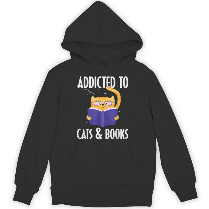 Addicted To Cats And Books Orange Tabby Cat Men Women Kids Unisex Hoodie