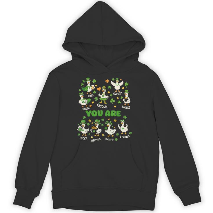 You Are Affirmations Goose StPatrick's Day Book Teacher Unisex Hoodie
