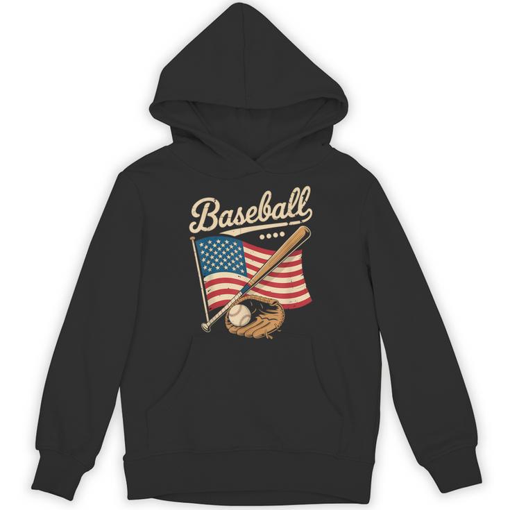 American Flag Baseball Player Bat Fan Catcher Pitcher USA Unisex Hoodie