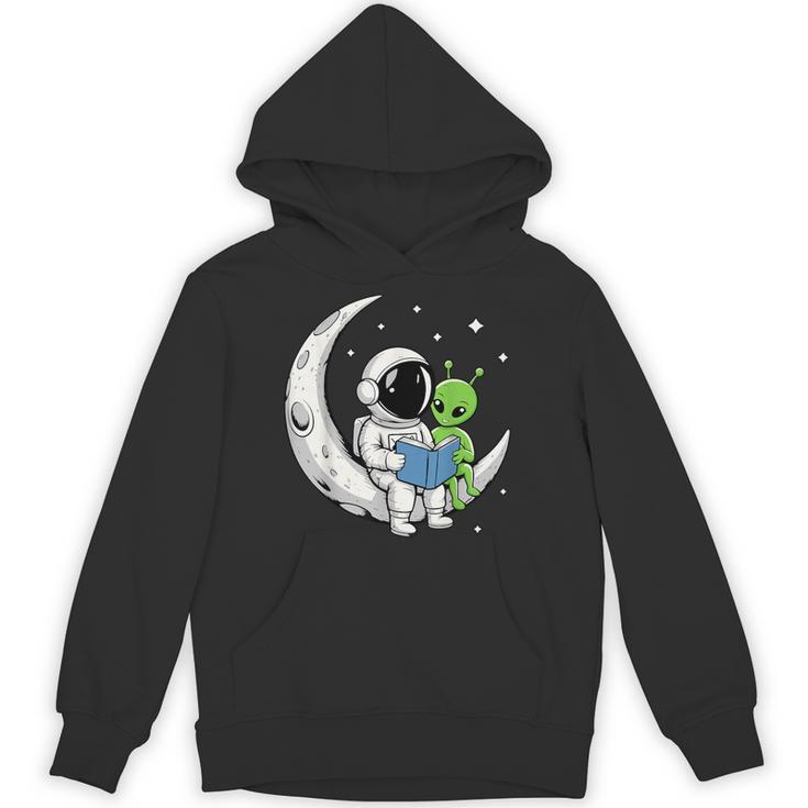 Astronaut Alien Reading Book Moon Space Unisex Hoodie