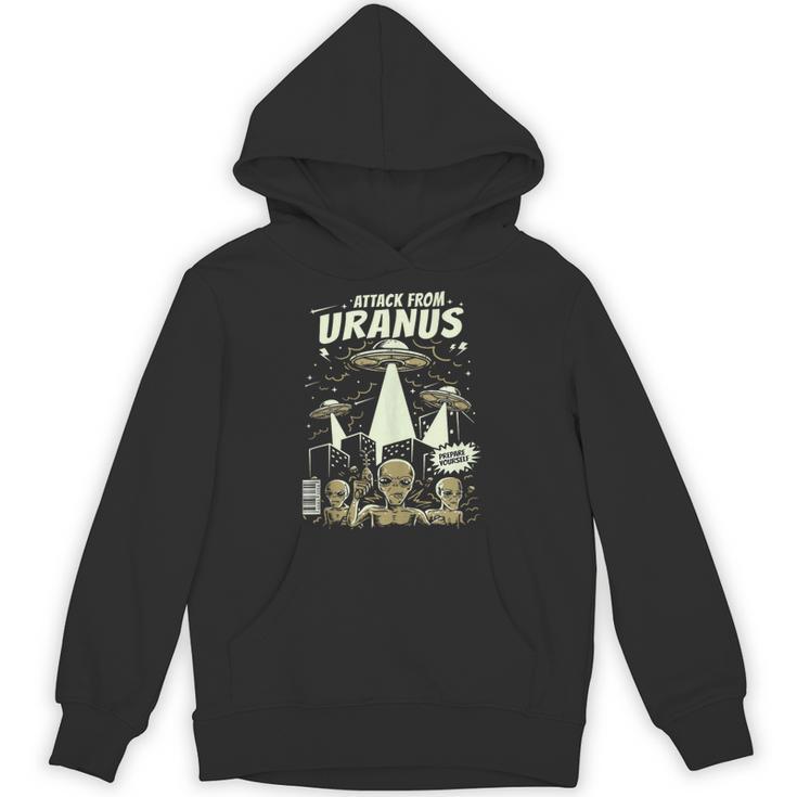 Attack From Uranus Retro Space Alien UFO Comic Book Unisex Hoodie