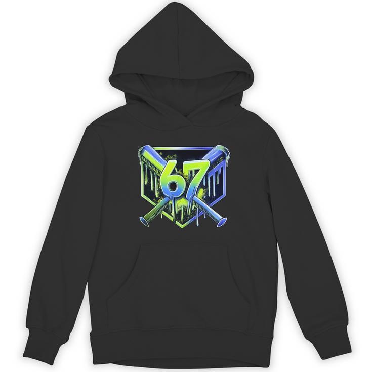 Awesome 67 Baseball Drip Effect Baseball 6-7 Meme Graphic Unisex Hoodie