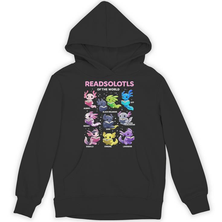 Axolotl Kawaii Readsolotl Of The World Axolotls Read Book Unisex Hoodie