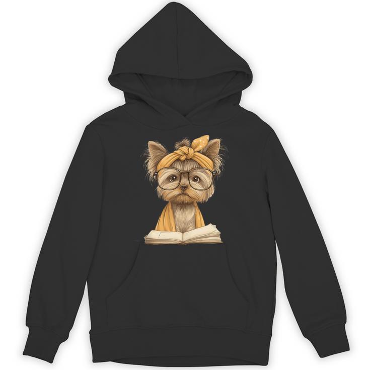 Baby Tiger Open Book Reading Graphic Portrait Round Glasses Unisex Hoodie