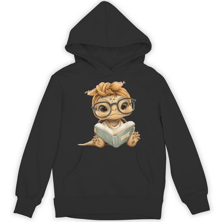 Baby Turtle Open Book Reading Animal Lover Graphic Portrait Unisex Hoodie