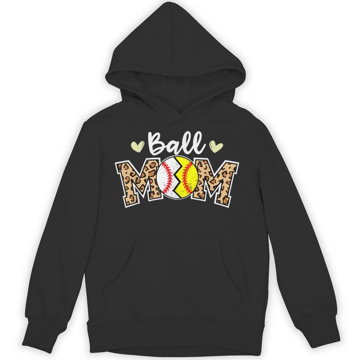 Ball Mom Leopard Baseball Softball Player Mom Unisex Hoodie