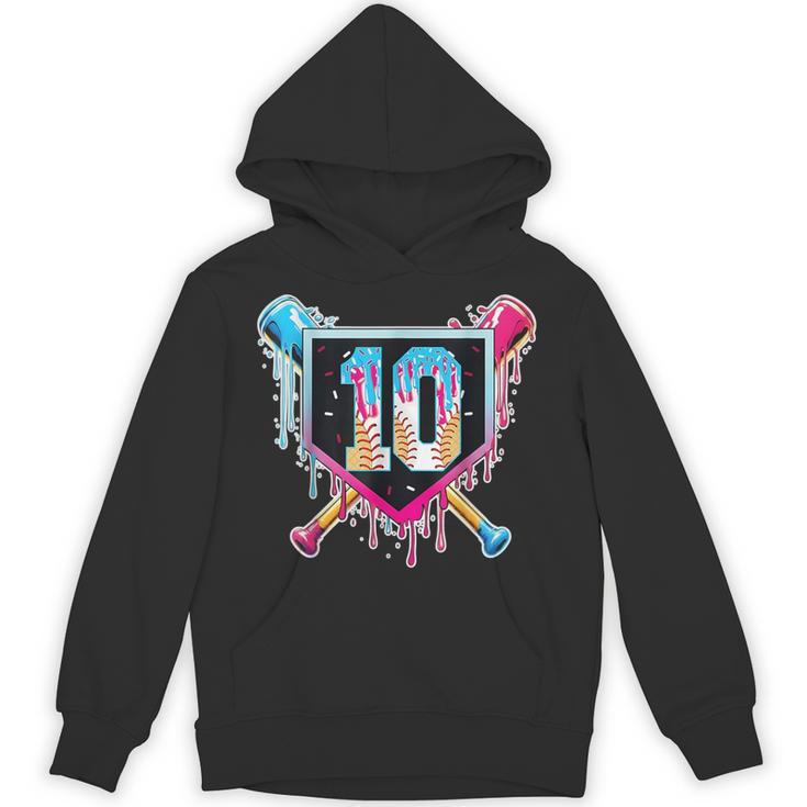 Baseball 10 Year Old Boy Ice Cream Drip 10th Birthday Player Unisex Hoodie