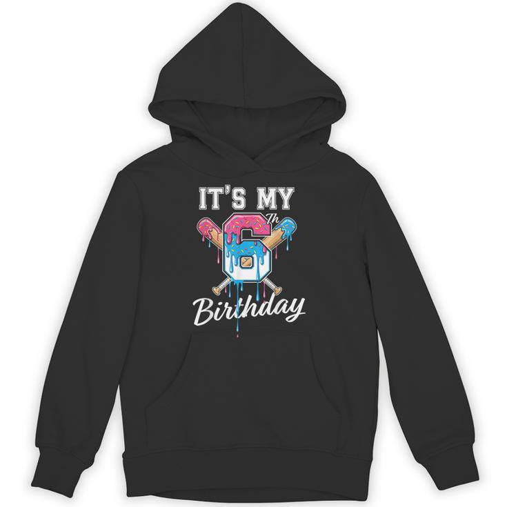Baseball 6 Year Old Ice Cream Drip 6th Birthday Boy Number 6 Unisex Hoodie