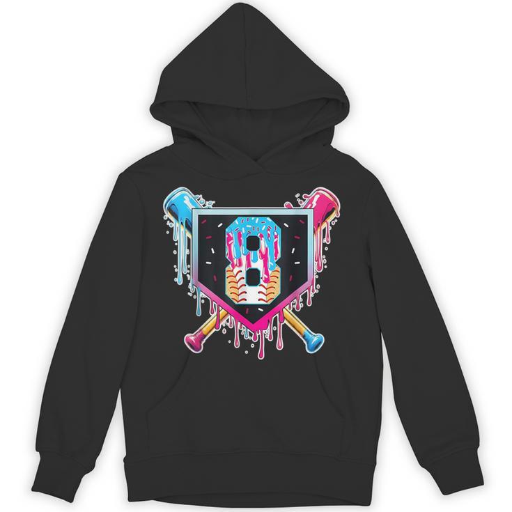 Baseball 8 Year Old Boy Ice Cream Drip 8th Birthday Player Unisex Hoodie