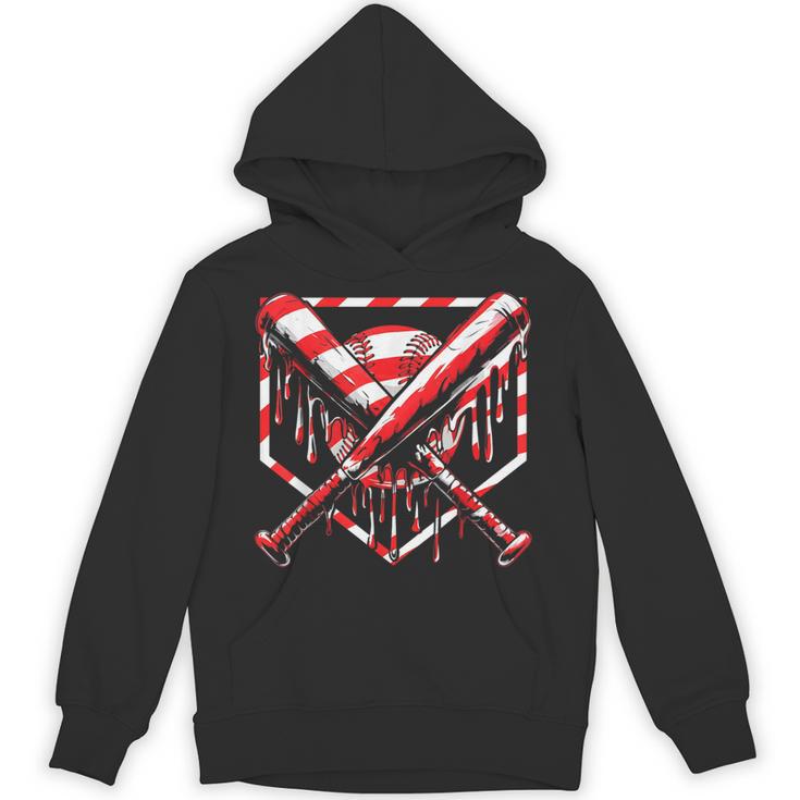 Baseball Candy Cane Christmas Baseball Ice Cream Drip Boys Unisex Hoodie