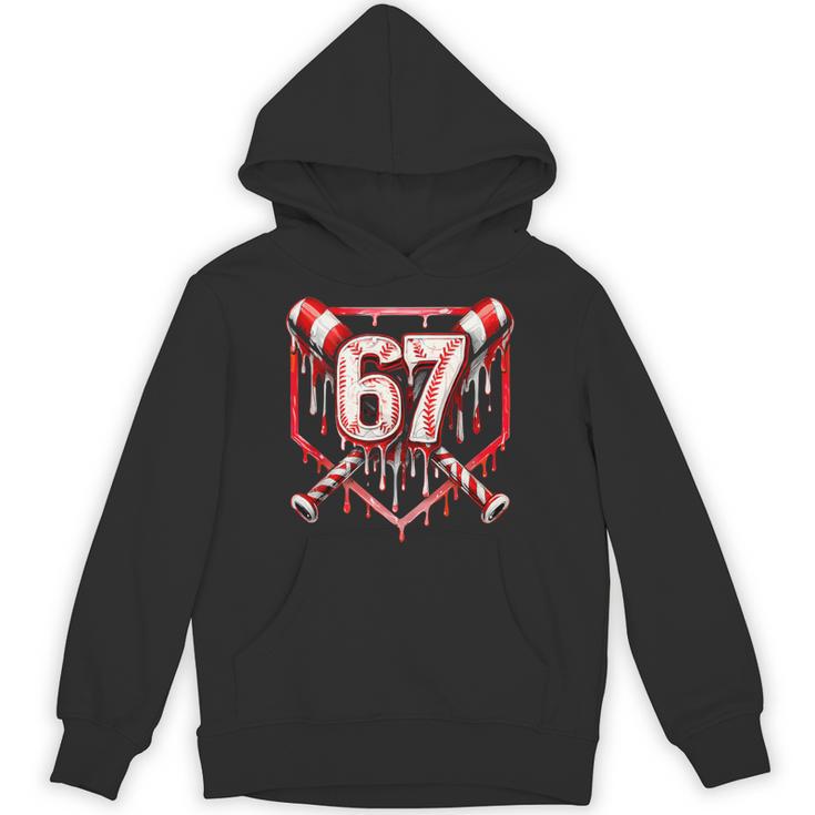 Baseball Candy Cane Drip 6 7 Six Seven Meme Christmas Boys Unisex Hoodie