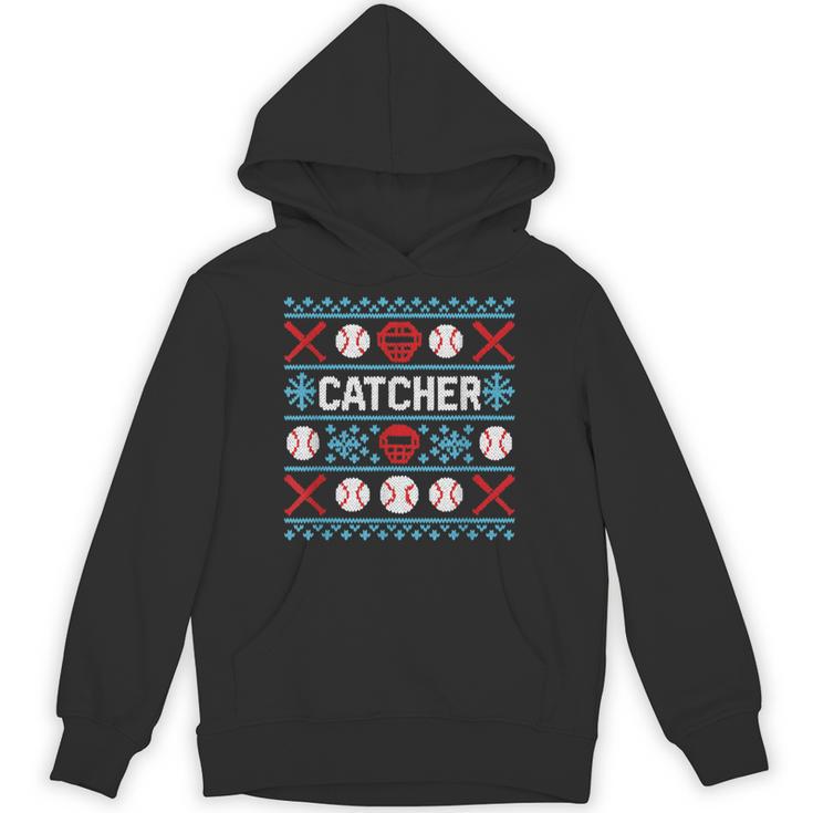 Baseball Catcher Ugly Christmas Sweater Pattern Sports Xmas Unisex Hoodie