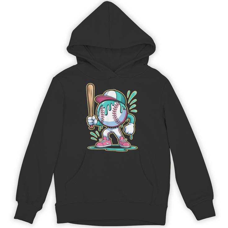 Baseball Character Cartoon Batter Drip Style Women Men Unisex Hoodie