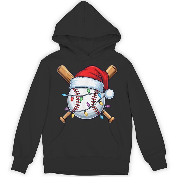 Baseball Christmas Lights Santa Christmas Baseball Player Unisex Hoodie