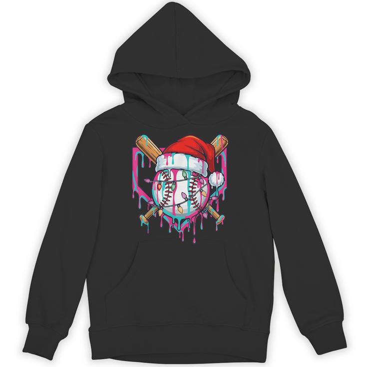 Baseball Christmas Santa Hat Baseball Christmas Drip Unisex Hoodie