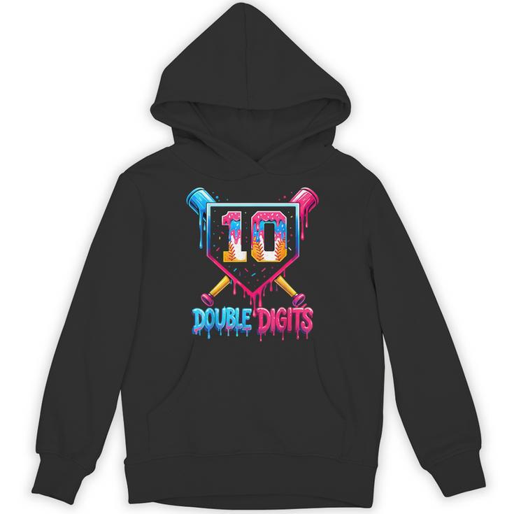 Baseball Drip 10th Birthday Boy Double Digits Ice Cream Drip Unisex Hoodie