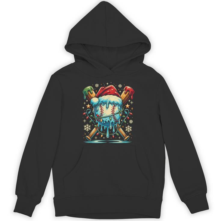 Baseball Drip Boys Youth Santa Christmas Baseball Unisex Hoodie