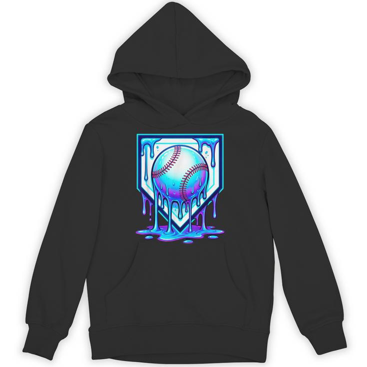 Baseball Drip Ice Cream Blue Glow Melt Ball Graphic Unisex Hoodie