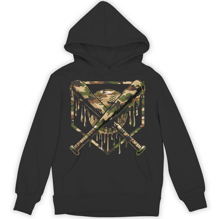 Baseball Drip Ice Cream Camo Home Plate Bats Sports Game Day Unisex Hoodie