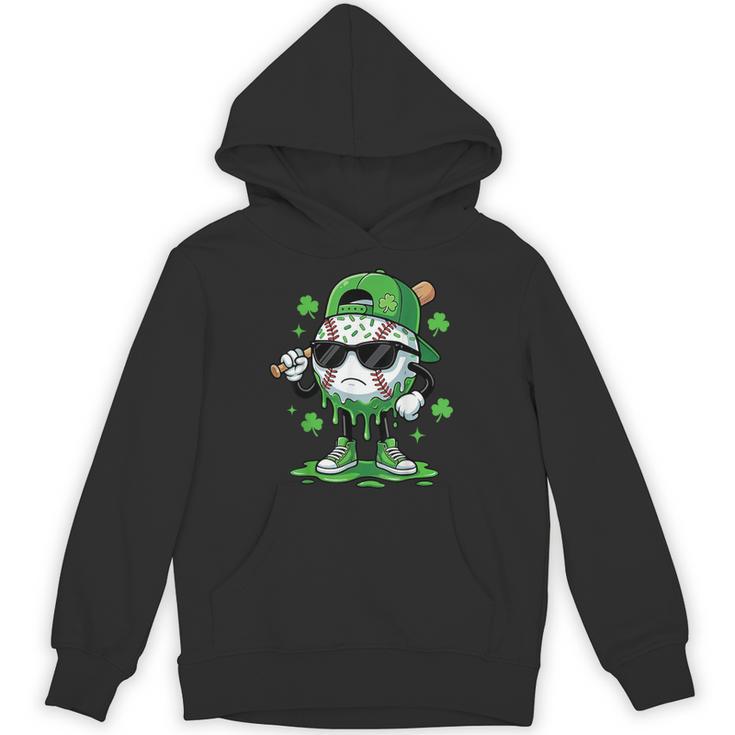 Baseball Drip Ice Cream Shamrock Kids Boy St Patrick’s Day Unisex Hoodie