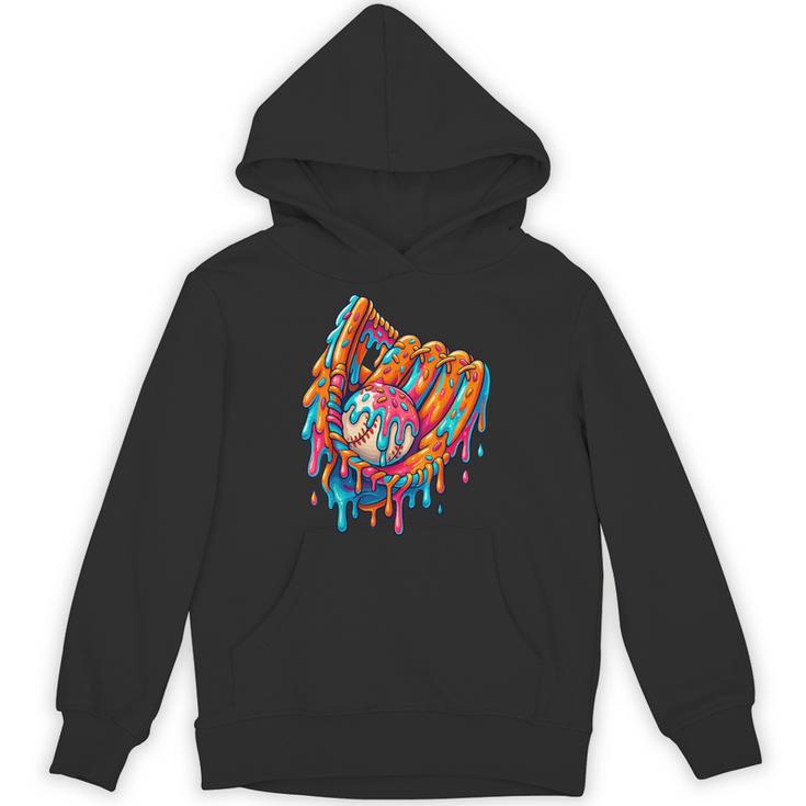 Baseball Drip Ice Cream Sprinkles Baseball Glove For Boys Unisex Hoodie