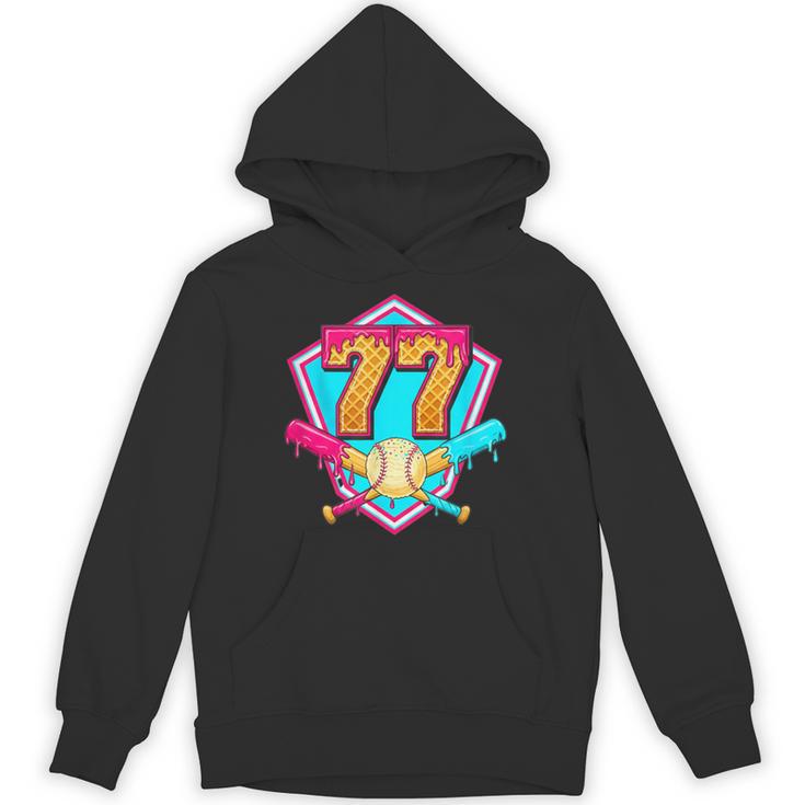 Baseball Drip Jersey Number 77 For Players & 77th Birthday Unisex Hoodie