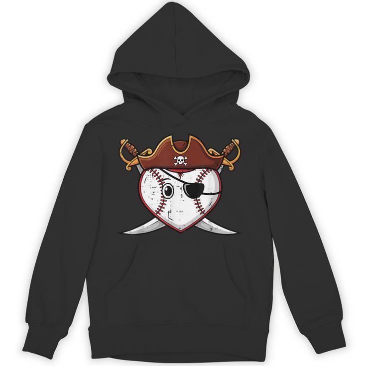 Baseball Heart Pirate Hat Crossed Swords Men Boys Kids Youth Unisex Hoodie
