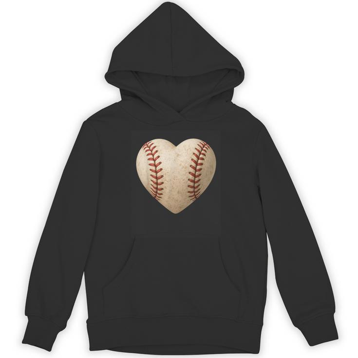 Baseball Heart Shape Valentines Day Love Boys Kids Men Unisex Hoodie