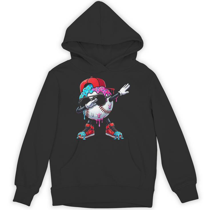Baseball Ice Cream Drip Dabbing Sports Sprinkles For Boys Unisex Hoodie