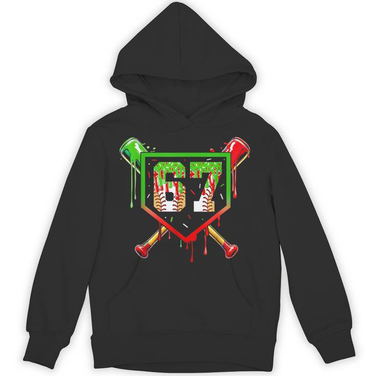 Baseball Ice Cream Drip Number 67 Player 6 7 Christmas Pjs Unisex Hoodie