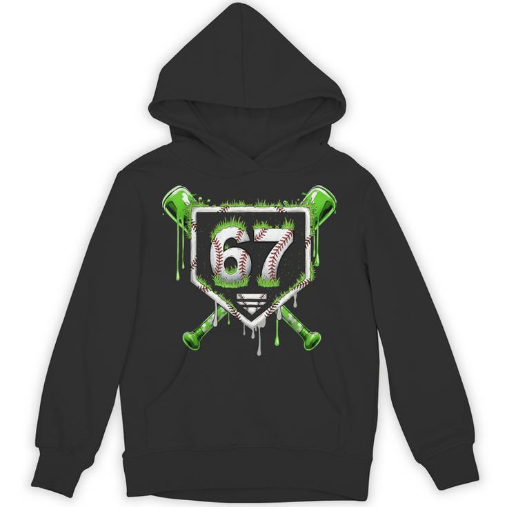 Baseball Ice Cream Drip Number 67 Player 67th Birthday Kids Unisex Hoodie