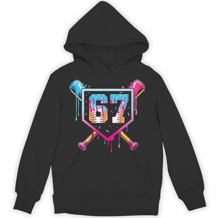 Baseball Ice Cream Drip Number 67 Player 67th Birthday Unisex Hoodie