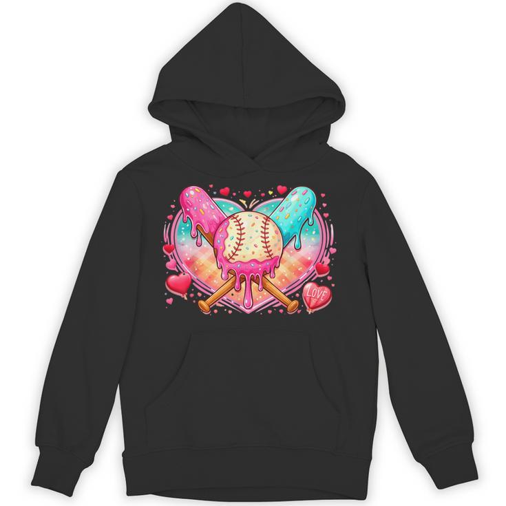 Baseball Ice Cream Drip Style Melt Ice Cream Youth Boys Unisex Hoodie