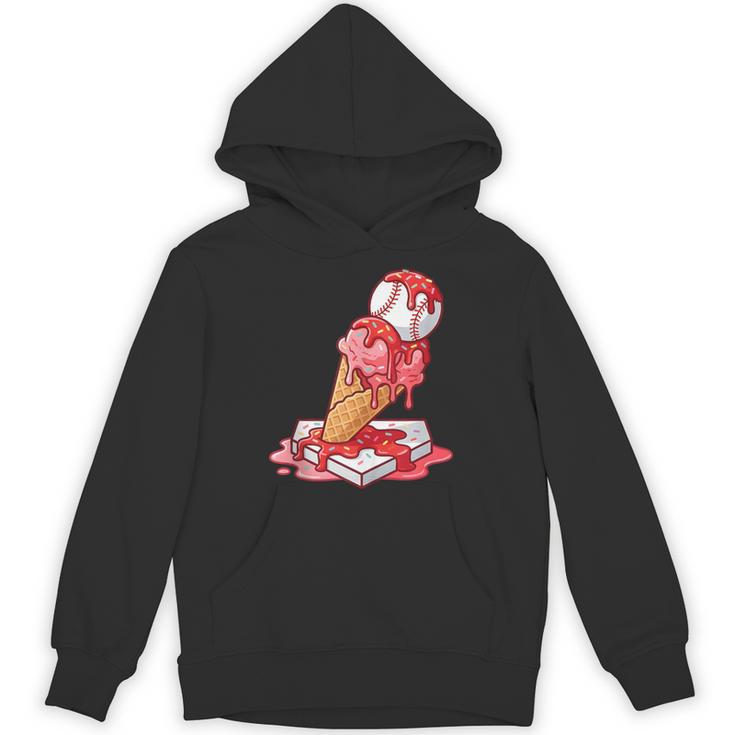 Baseball Ice Cream Drip Youth Strawberry Baseball Red Unisex Hoodie
