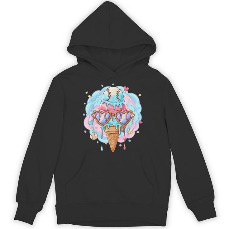 Baseball Ice Cream Heart Sunglasses Youth Boys Valentine Unisex Hoodie
