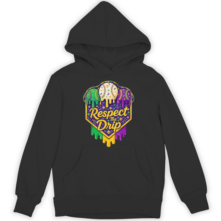 Baseball Ice Cream Respect The Drip Mardi Gras Carnival Boys Unisex Hoodie