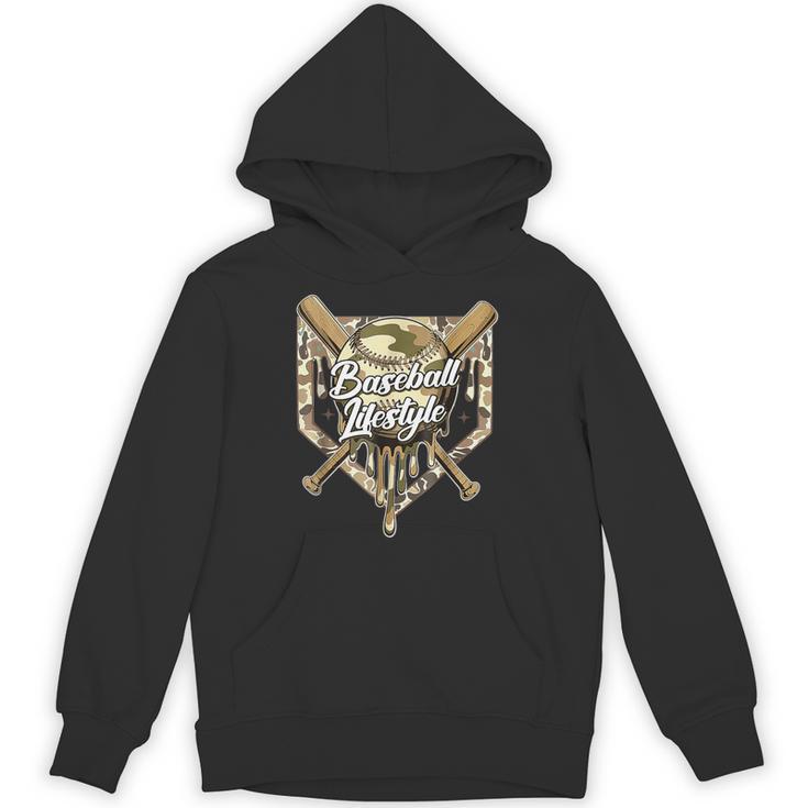 Baseball Life Lifestyle Home Plate Camo Ice Cream Drip Kids Unisex Hoodie