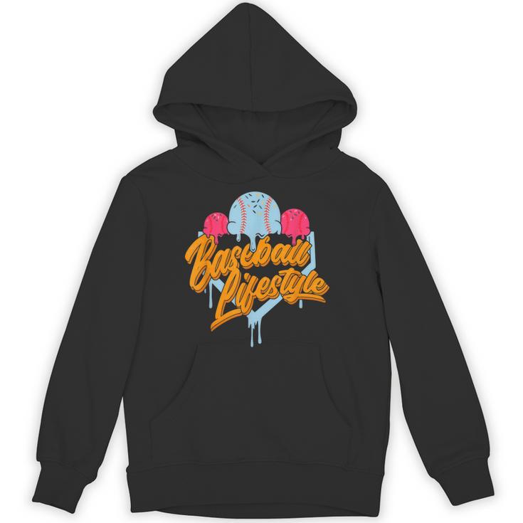 Baseball Lifestyle Home Plate Ice Cream Drip Men Boys Kids Unisex Hoodie