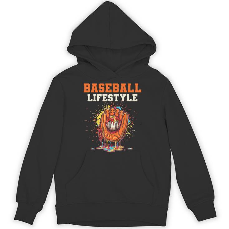 Baseball Lifestyle Ice Cream Drip Baseball Glove Crossed Bat Unisex Hoodie