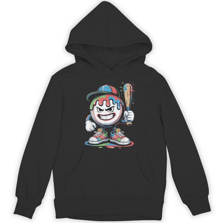 Baseball Mascot Attitude Graffiti Splash Bat Cap Unisex Hoodie