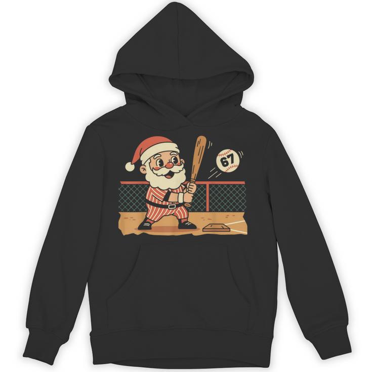 Baseball Santa 67 Christmas Xmas Boys Retro Unisex Hoodie