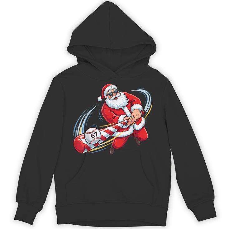 Baseball Santa 67 Christmas Xmas Pajamas Boys Unisex Hoodie
