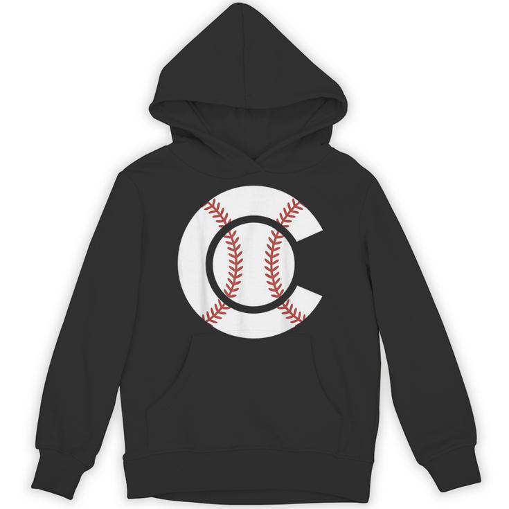 Baseball Sport Player Graphic Monogram Initial Letter C Unisex Hoodie