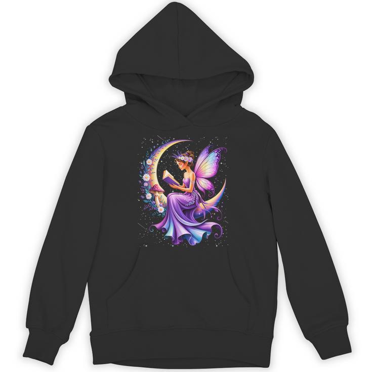 Beautiful Book Fairy Reading Crescent Moon Gothic Bookish Unisex Hoodie