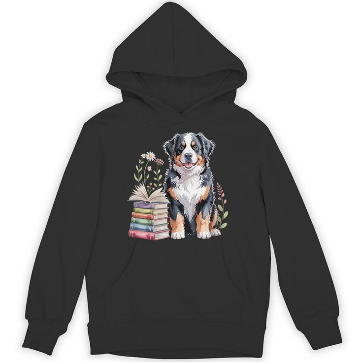 Bernese Mountain Dog Berner Bookworm Flowers Book Reading Unisex Hoodie
