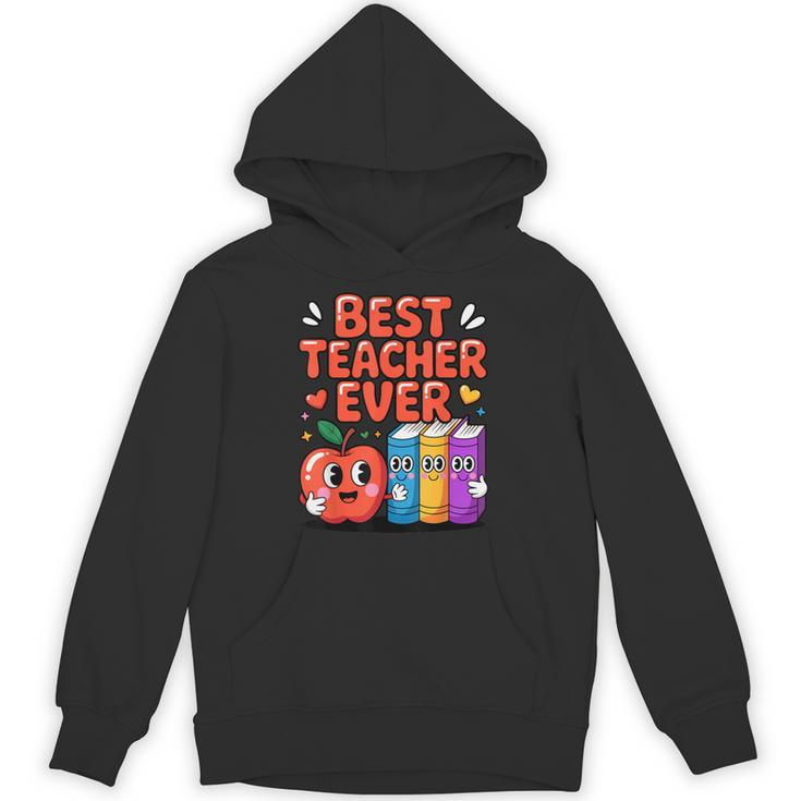 Best Teacher Ever Cute Apple Books School Classroom Vibes Unisex Hoodie